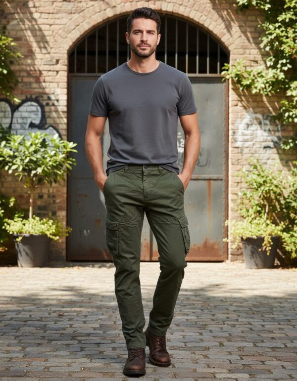 pantalón gabardina cargo recto