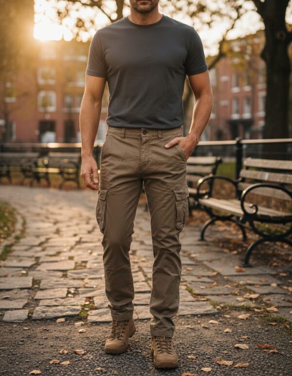 pantalón gabardina cargo recto