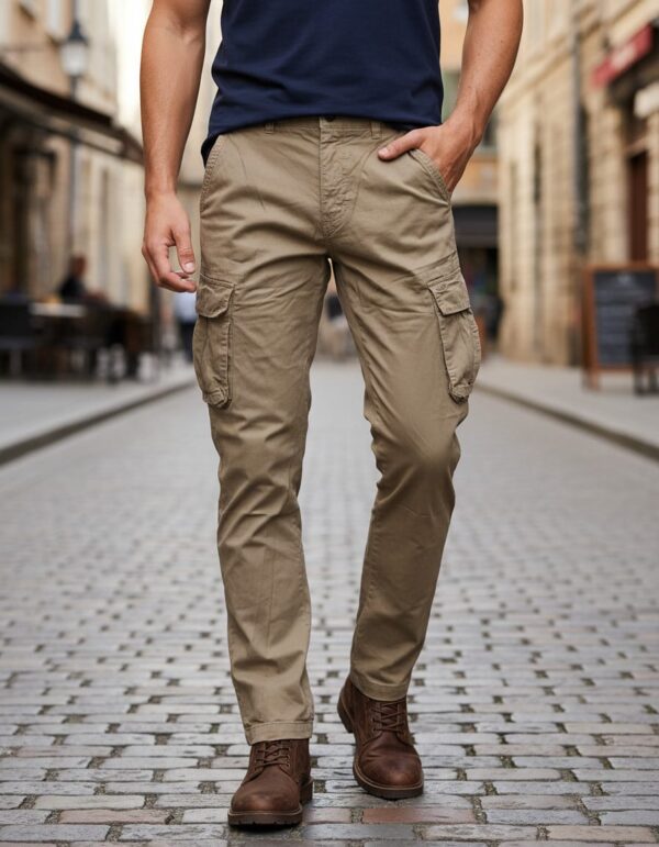 pantalón gabardina cargo recto